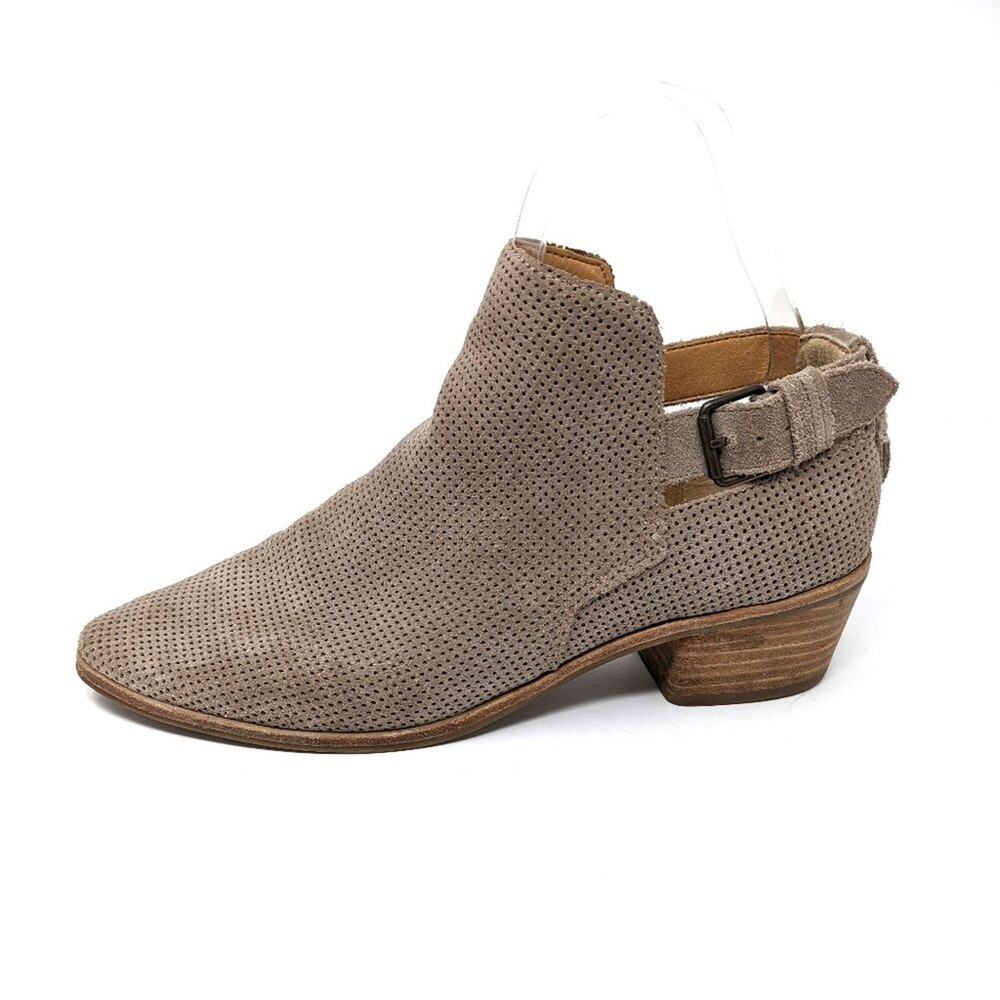 Dolce Vita Shoes Womens 11 Boots Kara Perforated Suede Tan Ankle Boho Western